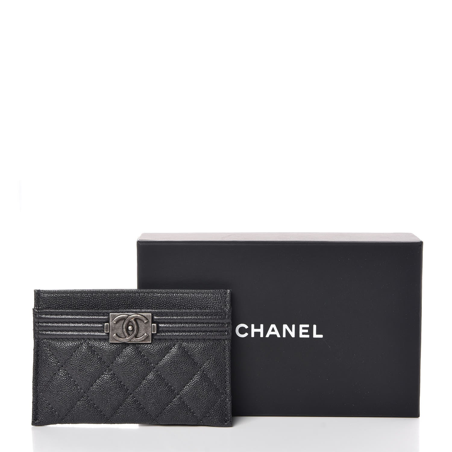 Chanel Caviar Quilted Boy Card Holder Charcoal 9 of 9
