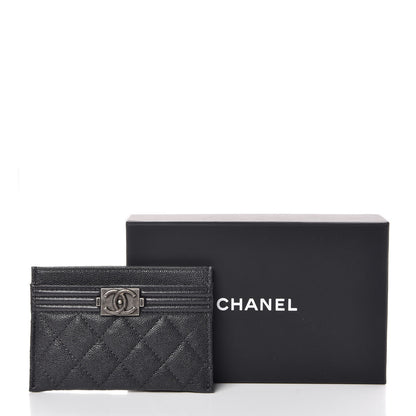 Chanel Caviar Quilted Boy Card Holder Charcoal 9 of 9