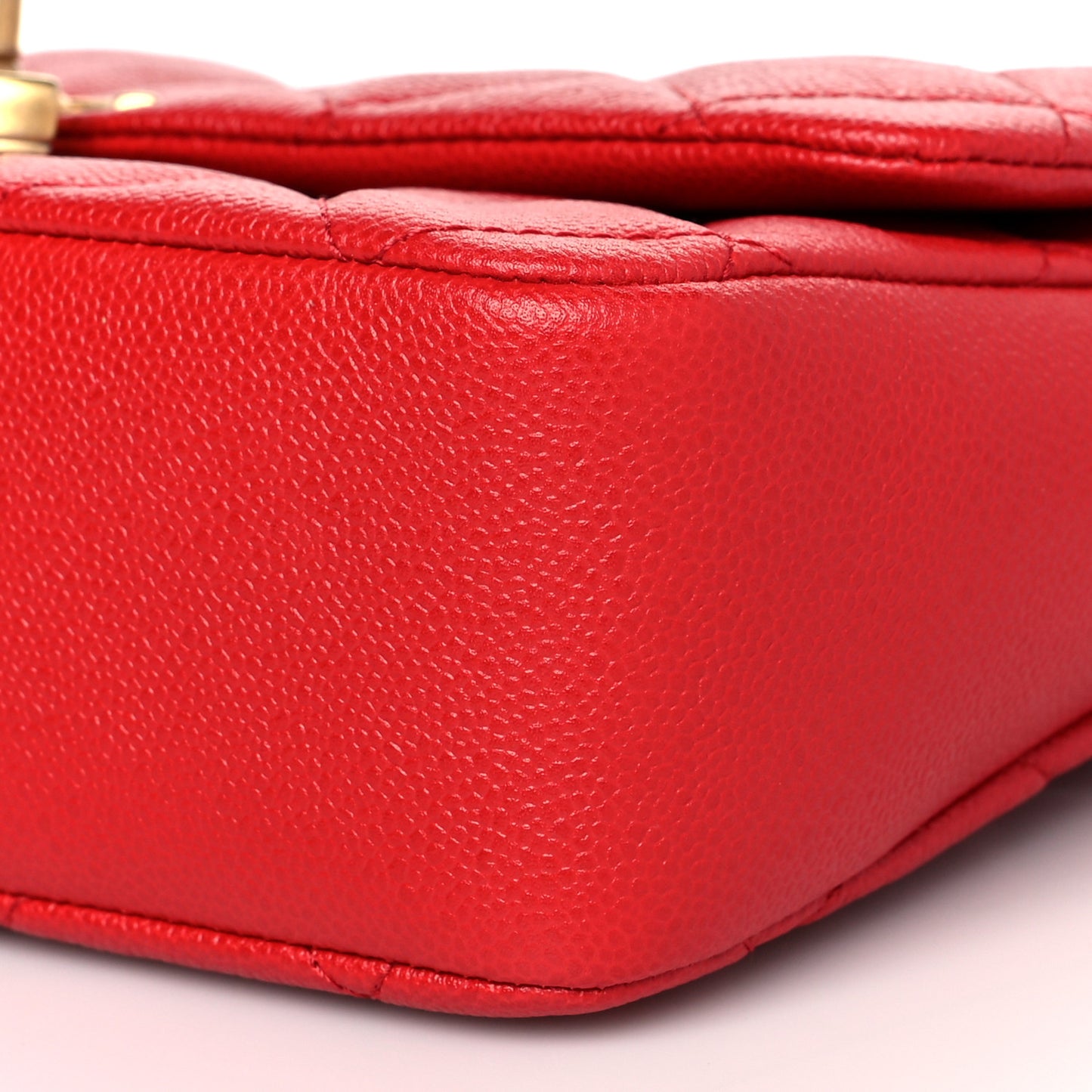 Shiny Caviar Quilted Large Chain Melody Flap Red