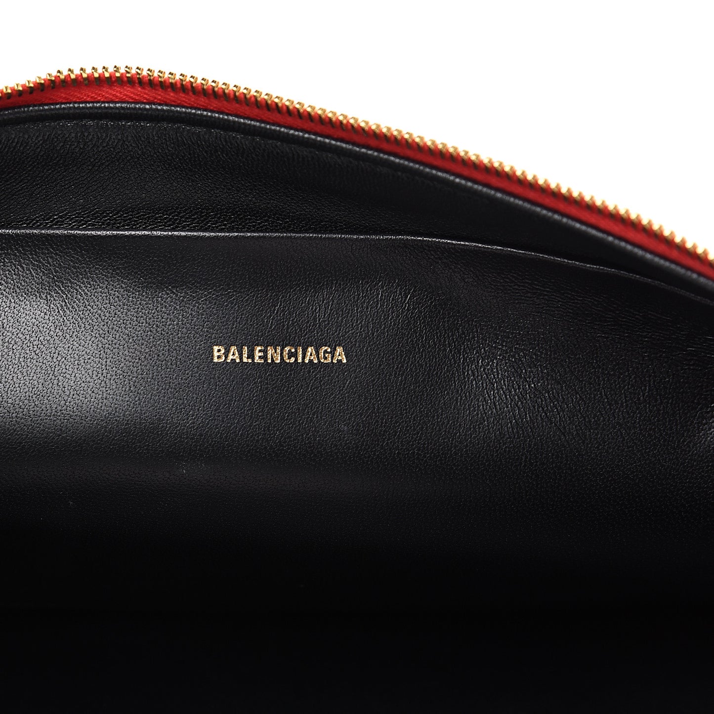 Calfskin Logo Large Zip Pouch Rouge Coquelicot