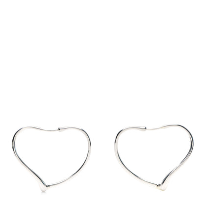 Tiffany Sterling Silver Small Elsa Peretti Open Heart Hoop Earrings 1 of 4