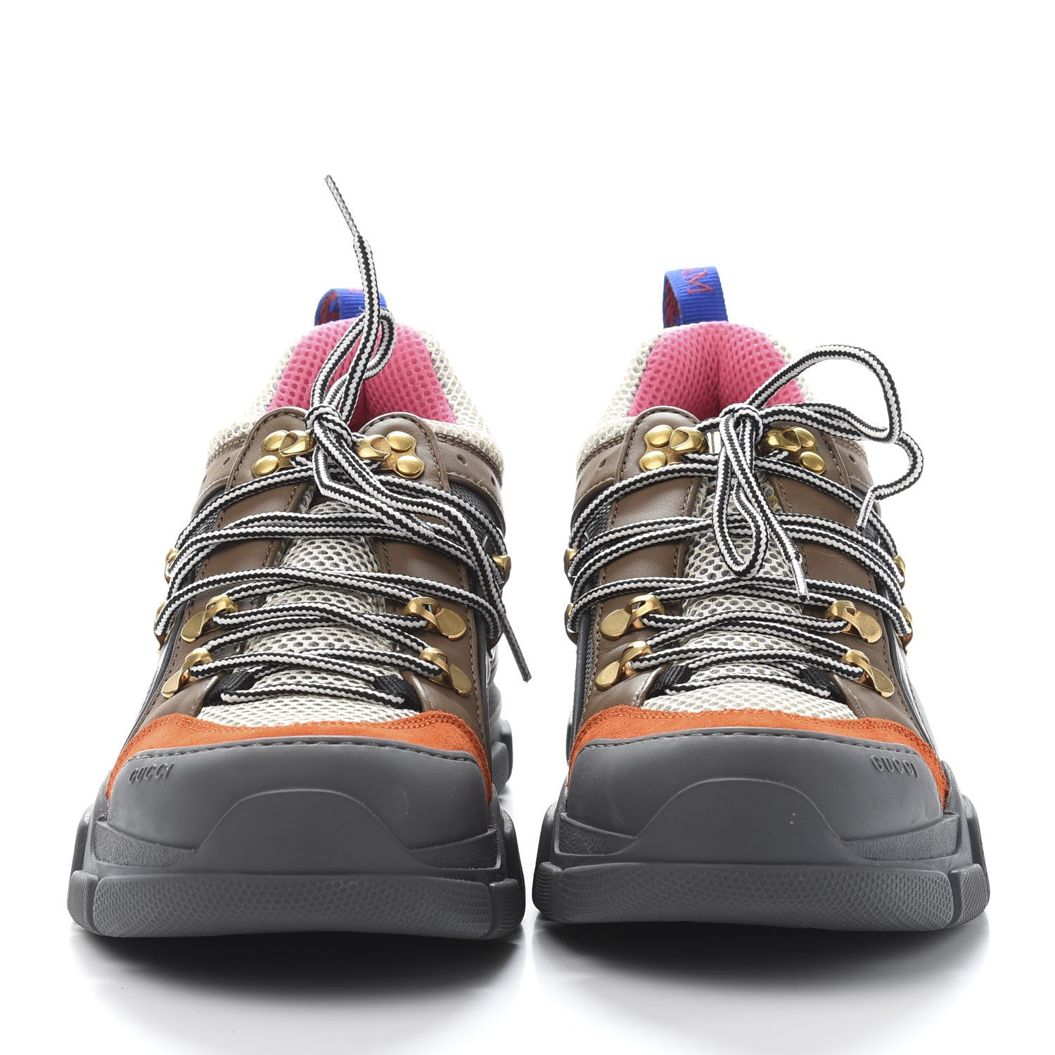 Gucci X SEGA Mesh Canvas Calfskin Womens Flashtrek Sneakers 39 White Box Pink Ardesia Loess 2 of 9
