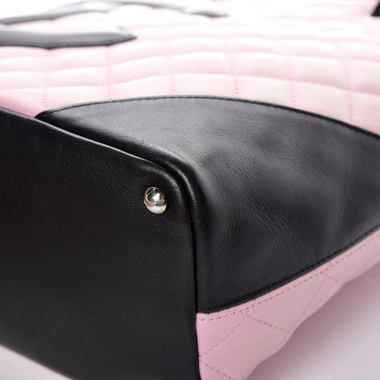 Chanel Calfskin Quilted Medium Cambon Tote Pink Black 10 of 20