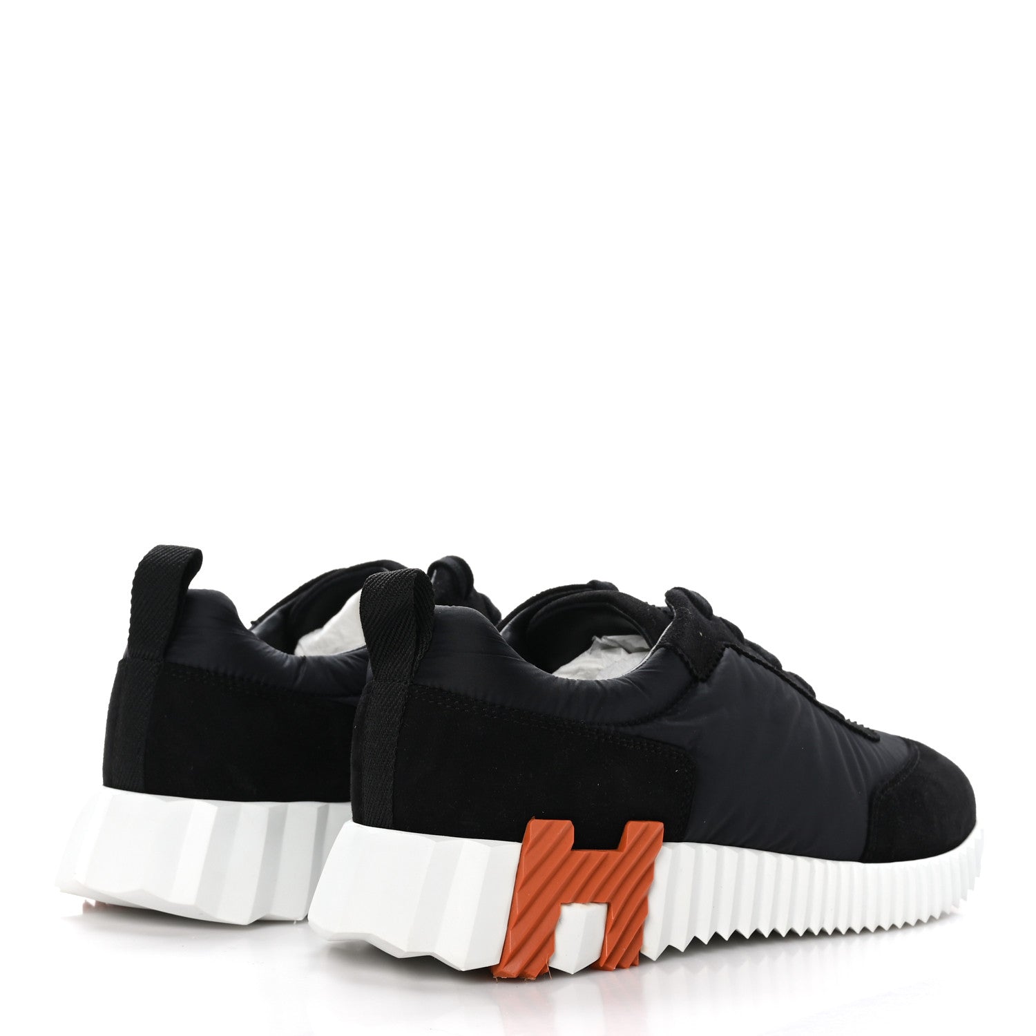 Hermes Air Mesh Suede Goatskin Bouncing Sneakers 38 Black Orange 4 of 8
