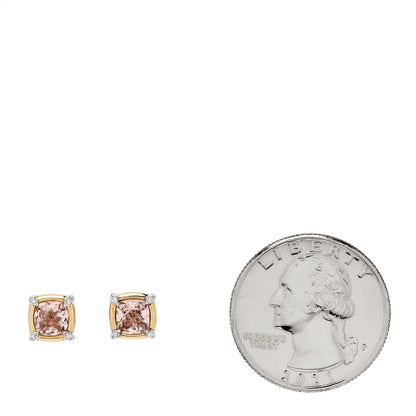 David Yurman 18K Yellow Gold Sterling Silver Diamond Morganite 5mm Petite Chatelaine Bezel Earrings 2 of 5