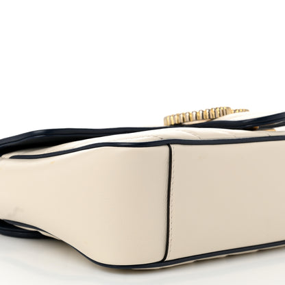 Gucci Vintage Effect Calfskin Matelasse Diagonal Small Torchon GG Marmont Shoulder Bag Mystic White Blue Agata 9 of 10