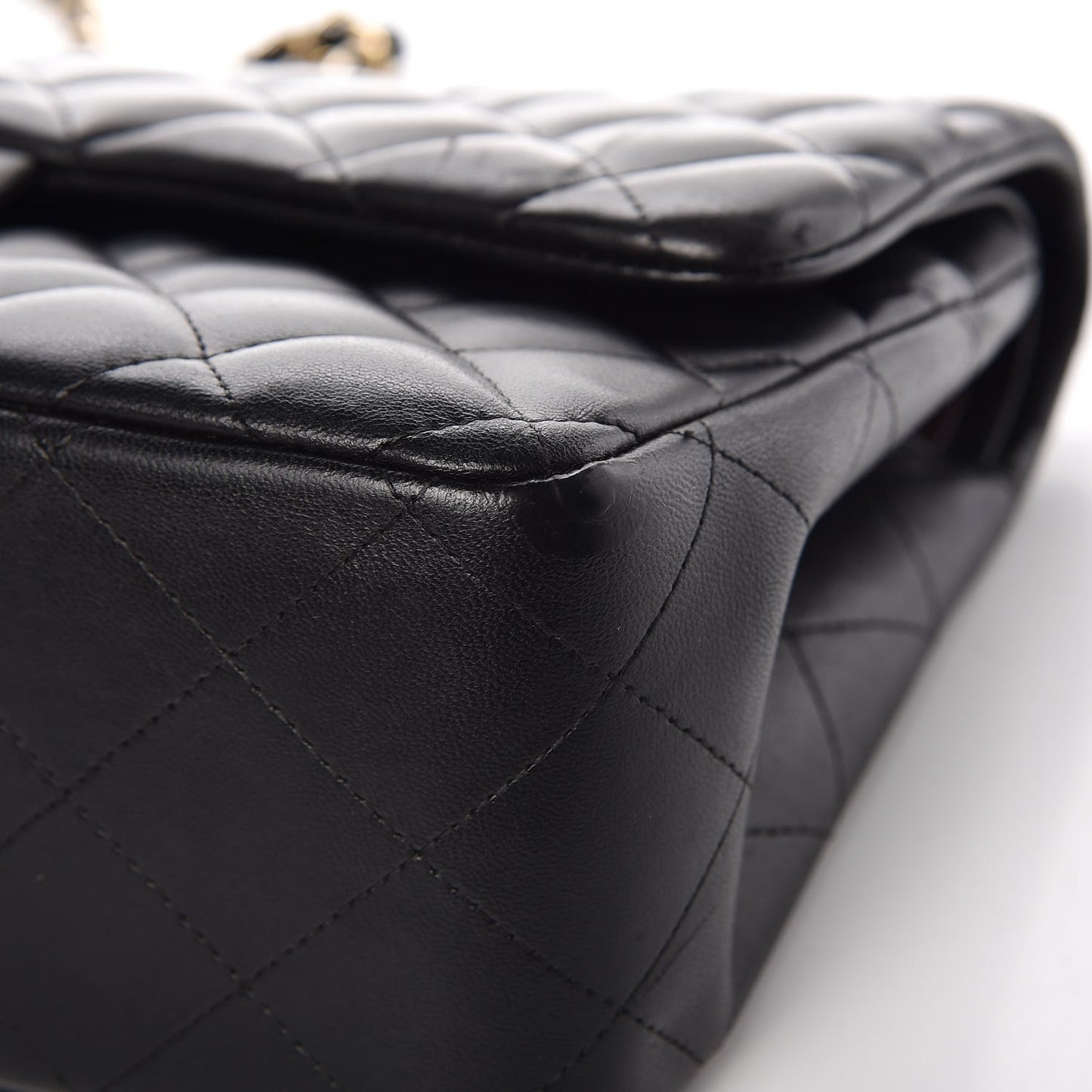 Lambskin Quilted Jumbo Double Flap Black