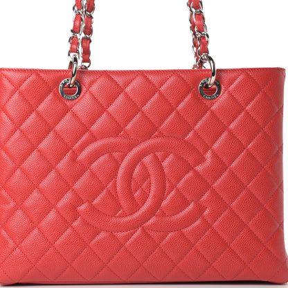 Chanel Caviar Quilted Grand Shopping Tote GST Red 8 of 11