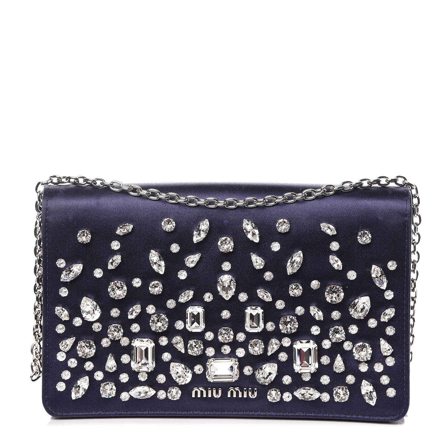 Miu Miu Satin Raso Crystal Embellished Delice Wallet On Chain Baltico 1 of 10