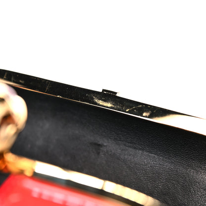 Alexander McQueen Patent Calfskin Britannia Skull Box Clutch Red Black 16 of 18