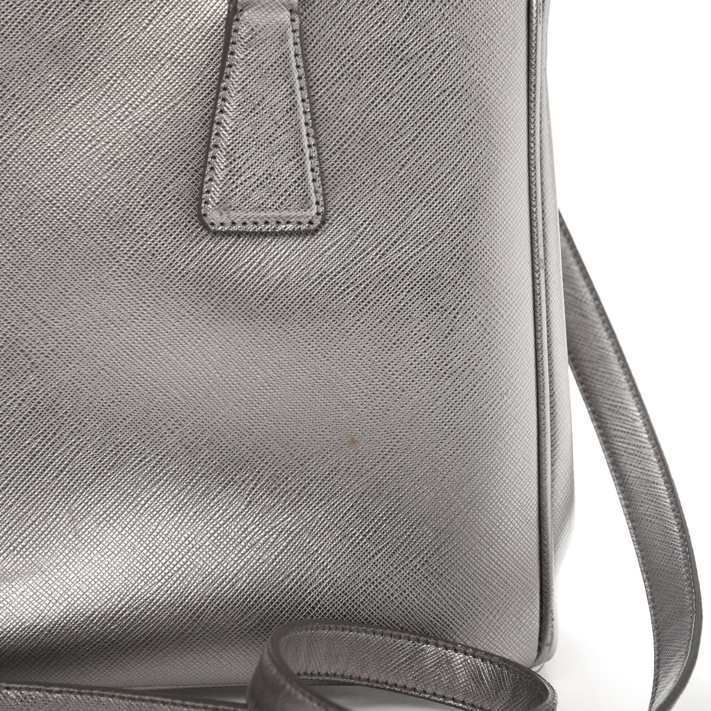 Metallic Saffiano Small Galleria Double Zip Tote Cromo