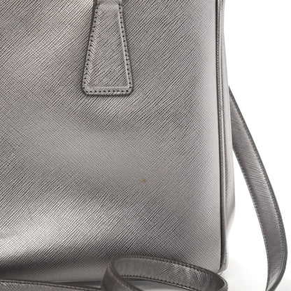 Prada Metallic Saffiano Small Galleria Double Zip Tote Cromo 13 of 14