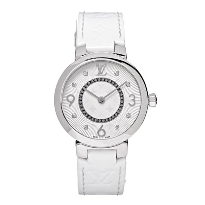 Louis Vuitton Stainless Steel Vernis Diamond 28mm Tambour Slim Quartz Watch 1 of 11