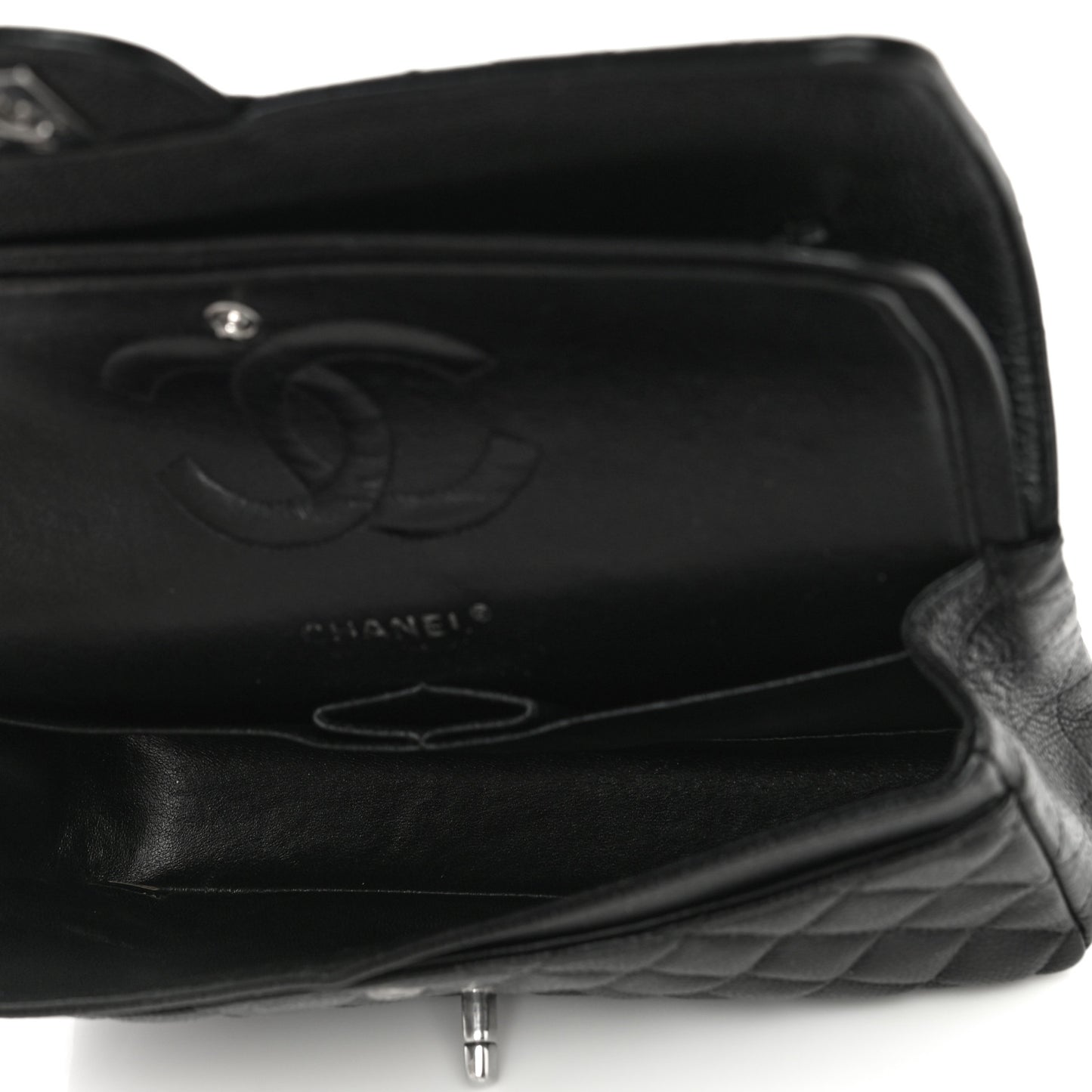 Caviar Quilted Medium Double Flap Black