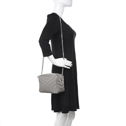 Saint Laurent Calfskin Y Quilted Monogram Small Loulou Bowling Bag Light Gray 2 of 11