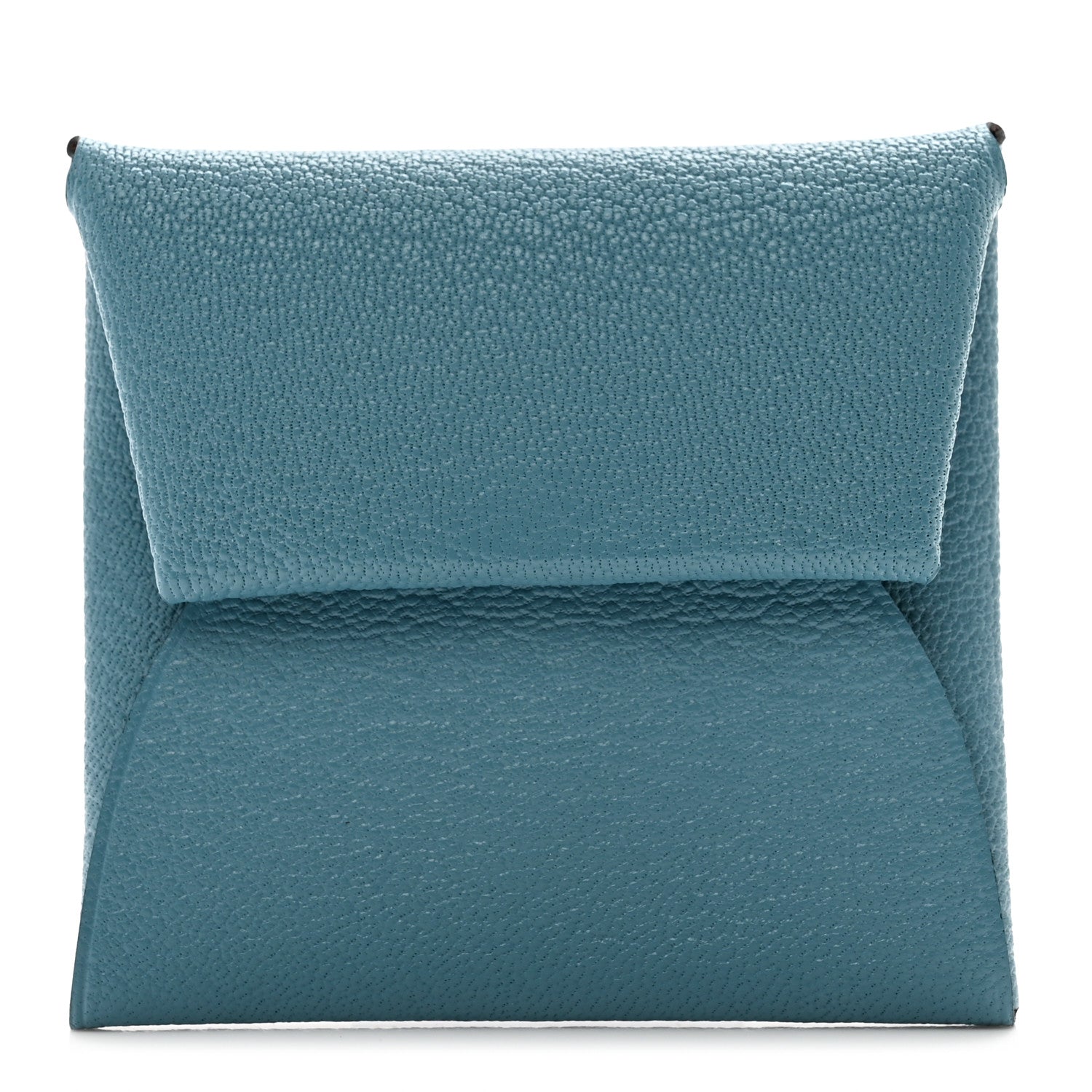 Hermes Chevre Mysore Bastia Verso Coin Purse New Bleu Jean Havane 1 of 7