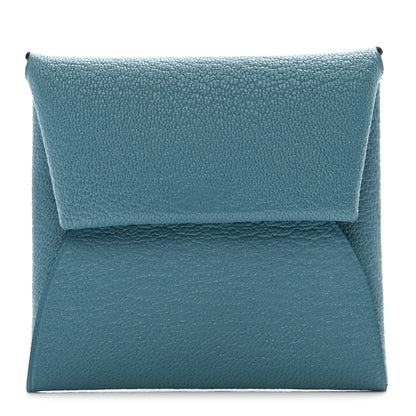 Hermes Chevre Mysore Bastia Verso Coin Purse New Bleu Jean Havane 1 of 7