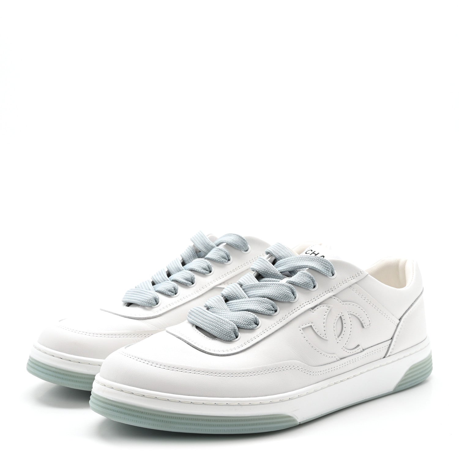 Chanel Kidskin Womens CC Sneakers 38.5 White 4 of 10