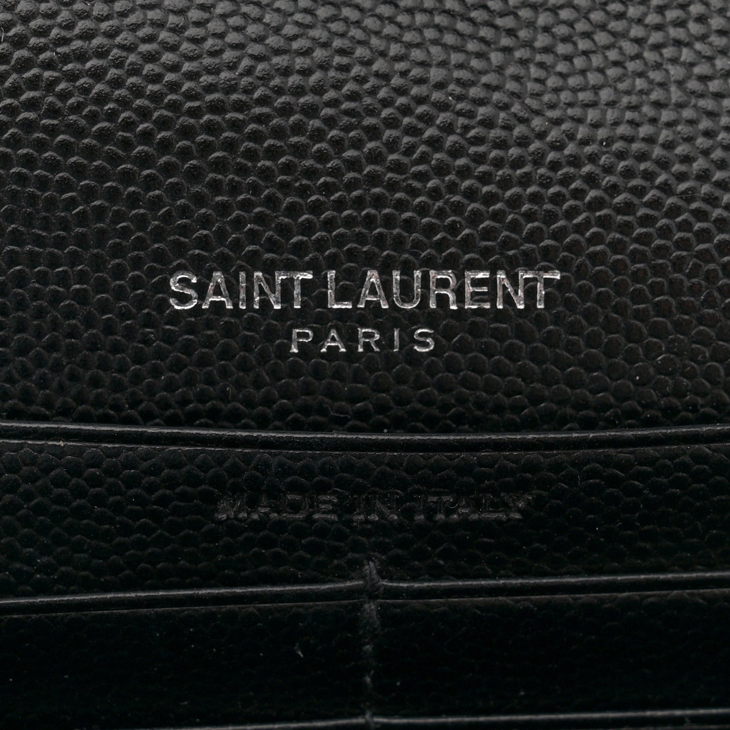 Saint Laurent Grain De Poudre Matelasse Chevron Monogram Monochrome Chain Wallet Black 6 of 11