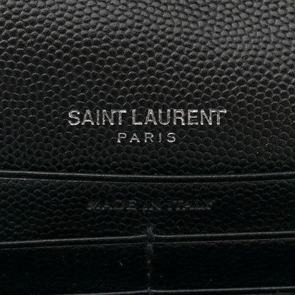 Saint Laurent Grain De Poudre Matelasse Chevron Monogram Monochrome Chain Wallet Black 6 of 11