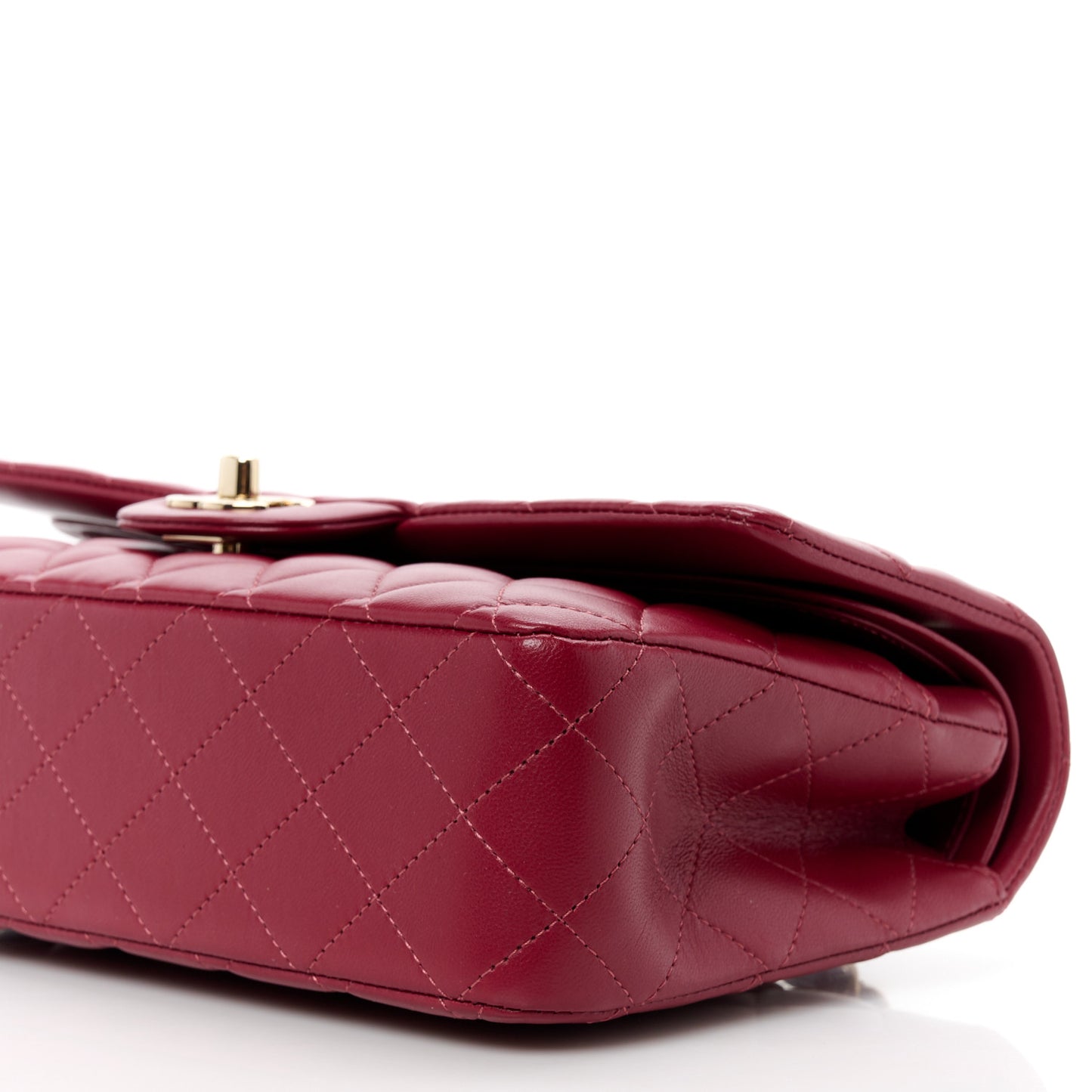 Lambskin Quilted Medium Double Flap Burgundy