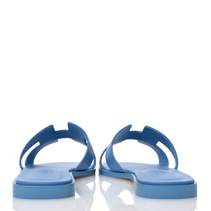 Hermes Box Calfskin Oran Sandals 38.5 Bleu Cameo 5 of 12
