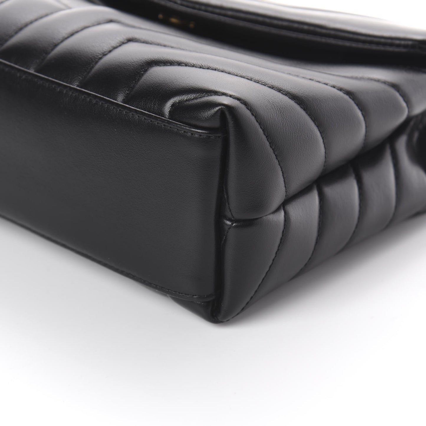 Calfskin Y Quilted Monogram Small Loulou Chain Satchel Black