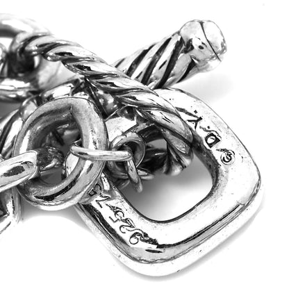 David Yurman Sterling Silver 18K Yellow Gold Cable Heart Charm Bracelet 4 of 5