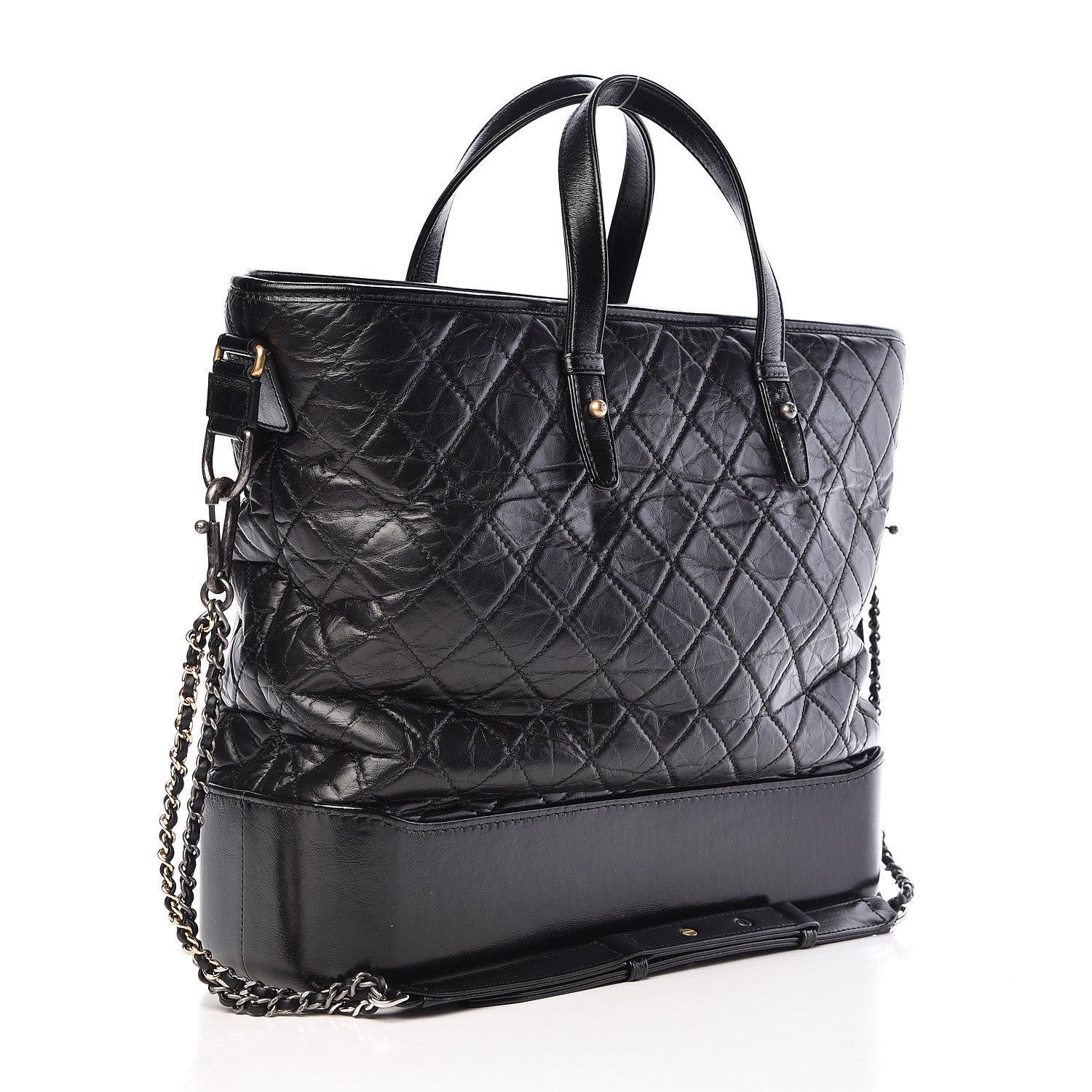 Chanel Aged Calfskin Quilted Large Gabrielle Shopping Tote Black 4 of 12
