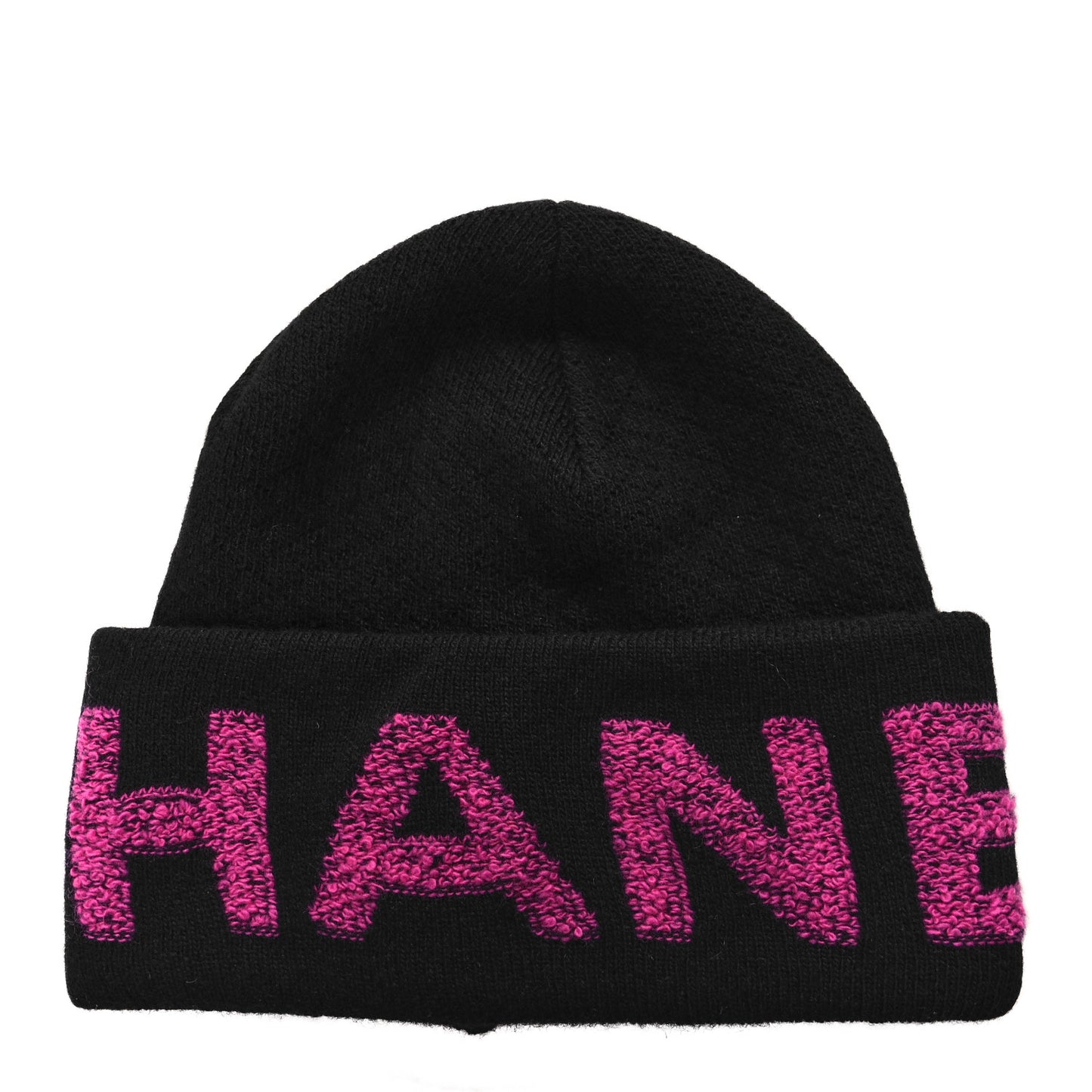 Cashmere Logo Beanie Hat Black Fuchsia