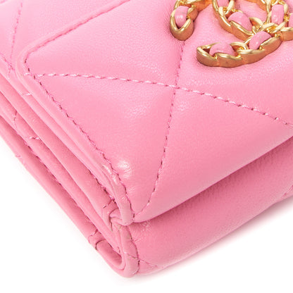 Chanel Goatskin Quilted Small Chanel 19 Flap Wallet Pink 5 of 8