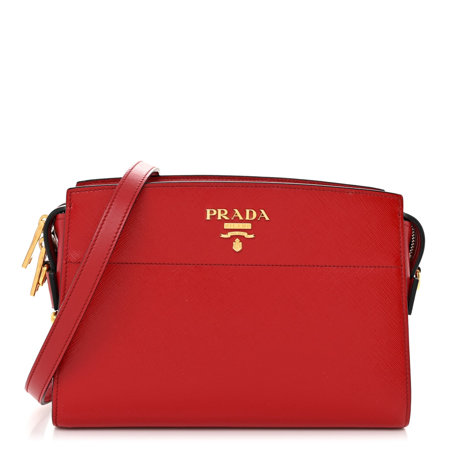 Saffiano Vernice Esplanade Crossbody Bag Rosso