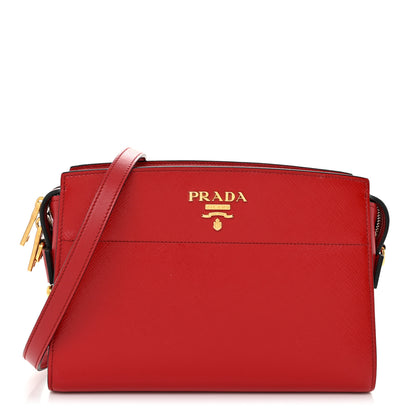 Prada Saffiano Vernice Esplanade Crossbody Bag Rosso 1 of 10