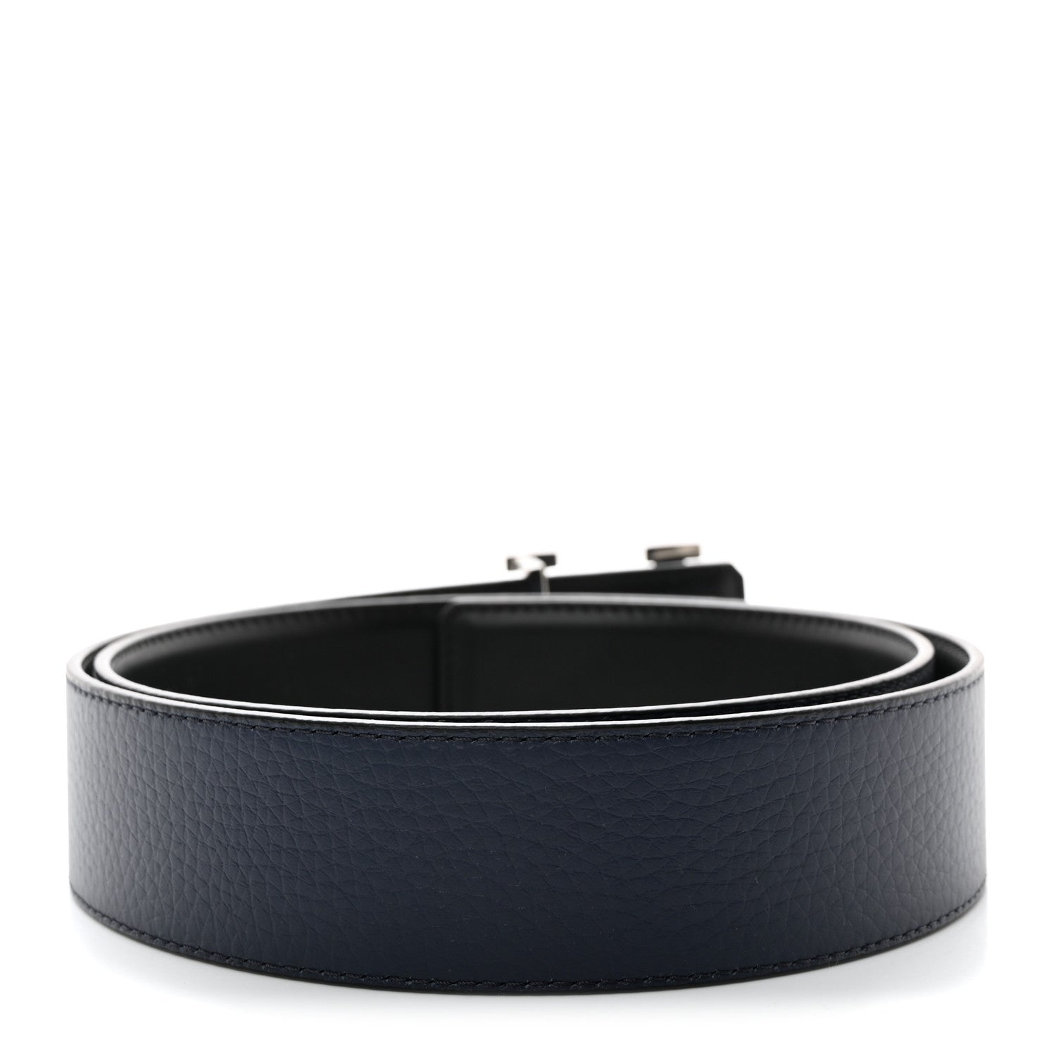 Louis Vuitton Taurillon Calfskin 40mm LV Initiales Reversible 90 36 Belt Black Navy 2 of 5