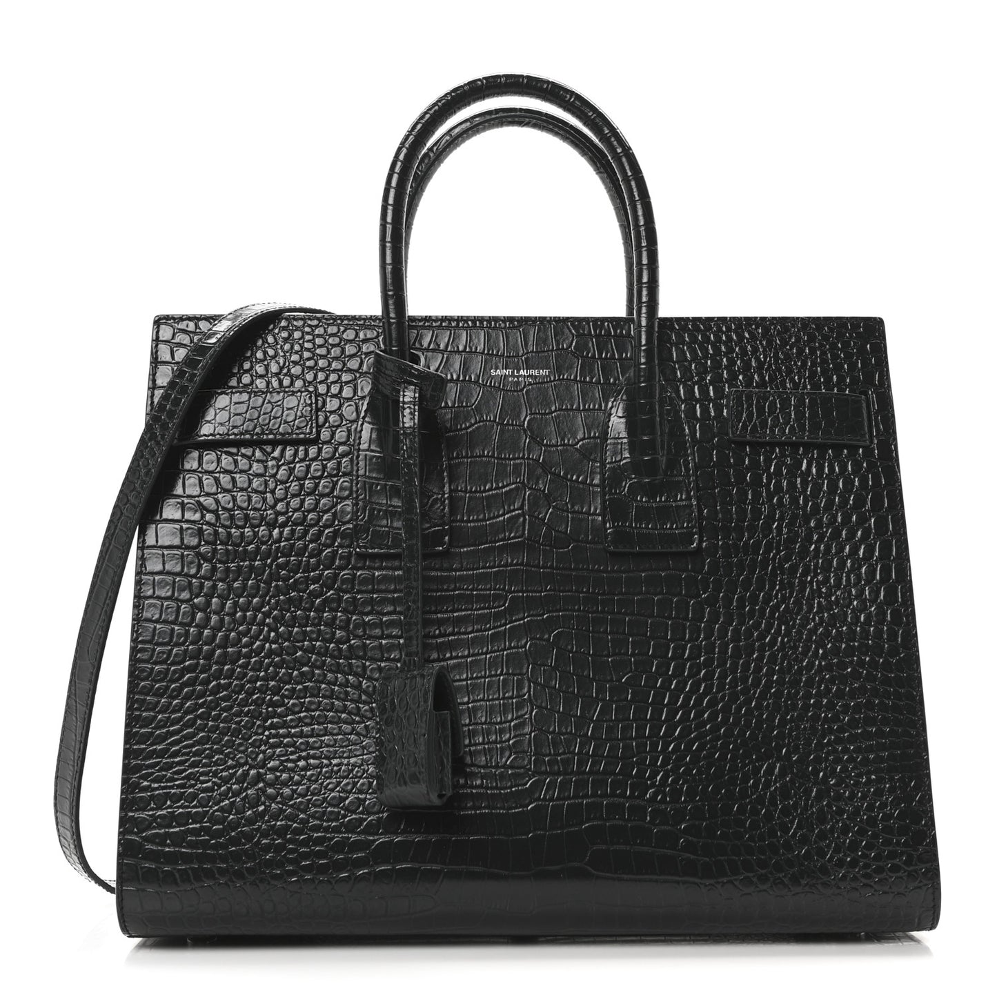 Patent Crocodile Embossed Small Sac de Jour Dark Green