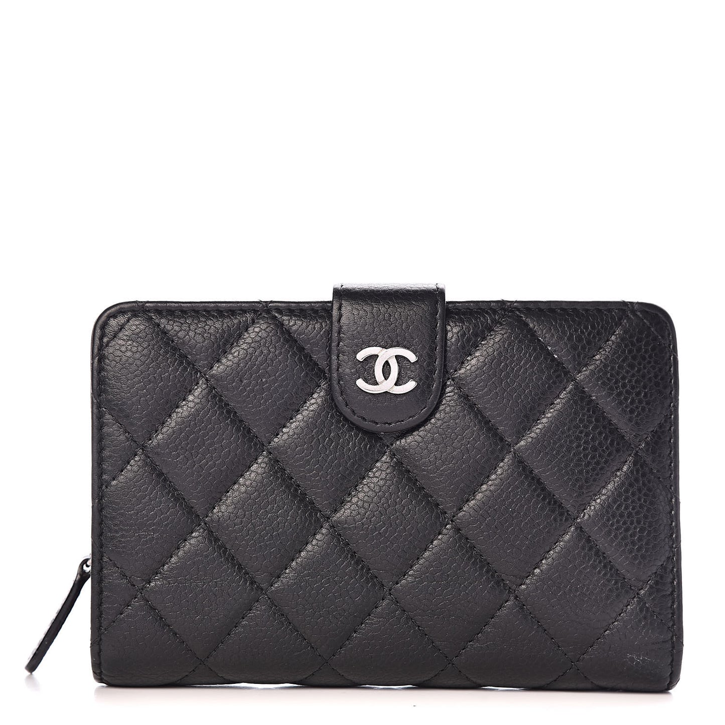Caviar Quilted Zipped Pocket Wallet Black