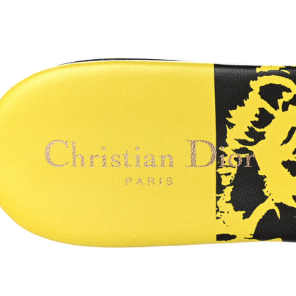 Christian Dior Canvas D-Jungle Pop Embroidered Dway Flat Slide Sandals 41 Bright Yellow Pink Multicolor 7 of 8