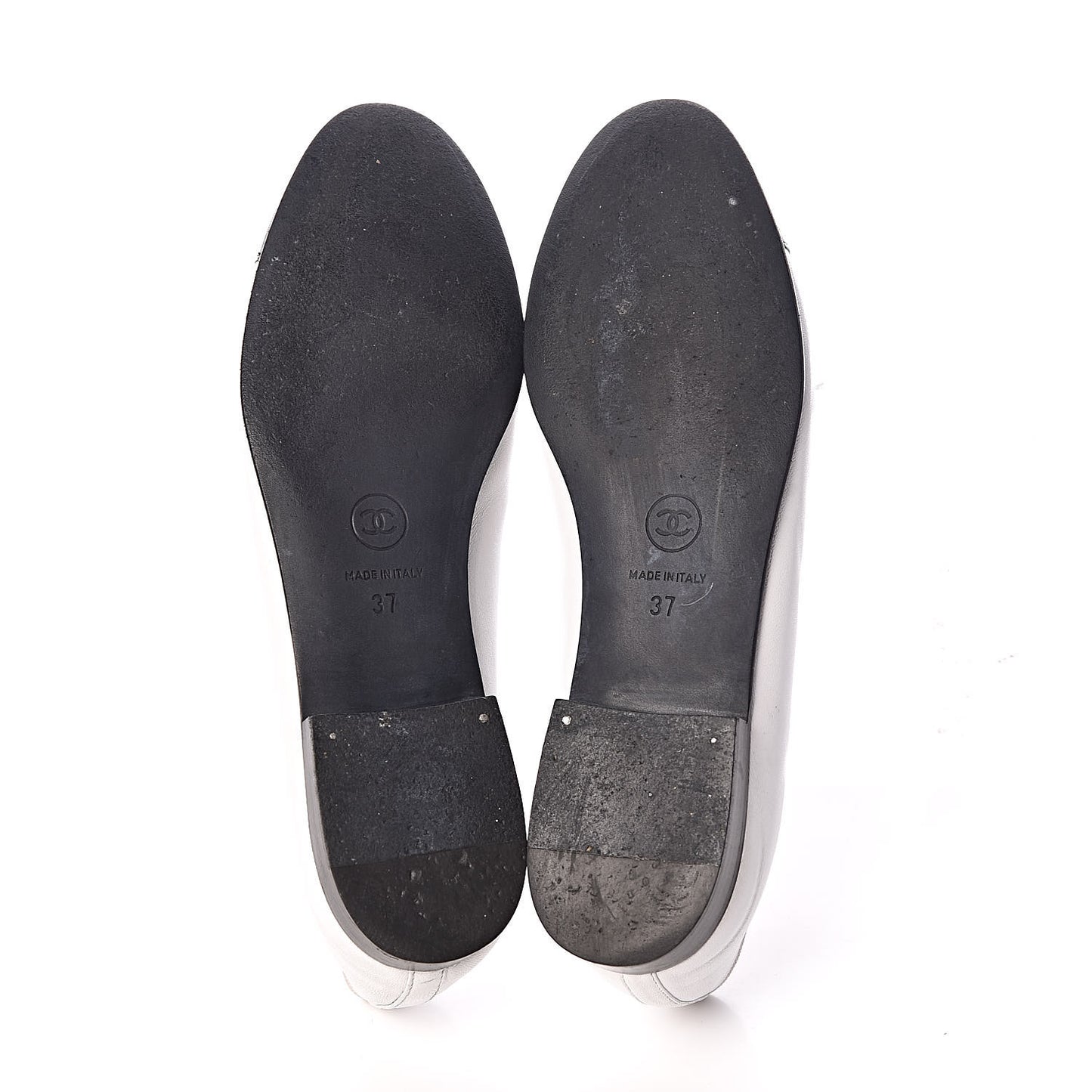 Lambskin Cap Toe CC Ballerina Flats 37 White Black