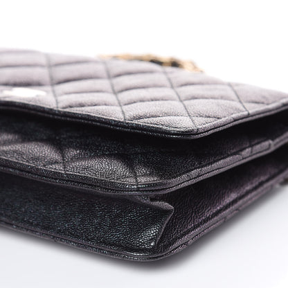 Chanel Iridescent Caviar Quilted Wallet On Chain WOC Black 10 of 12