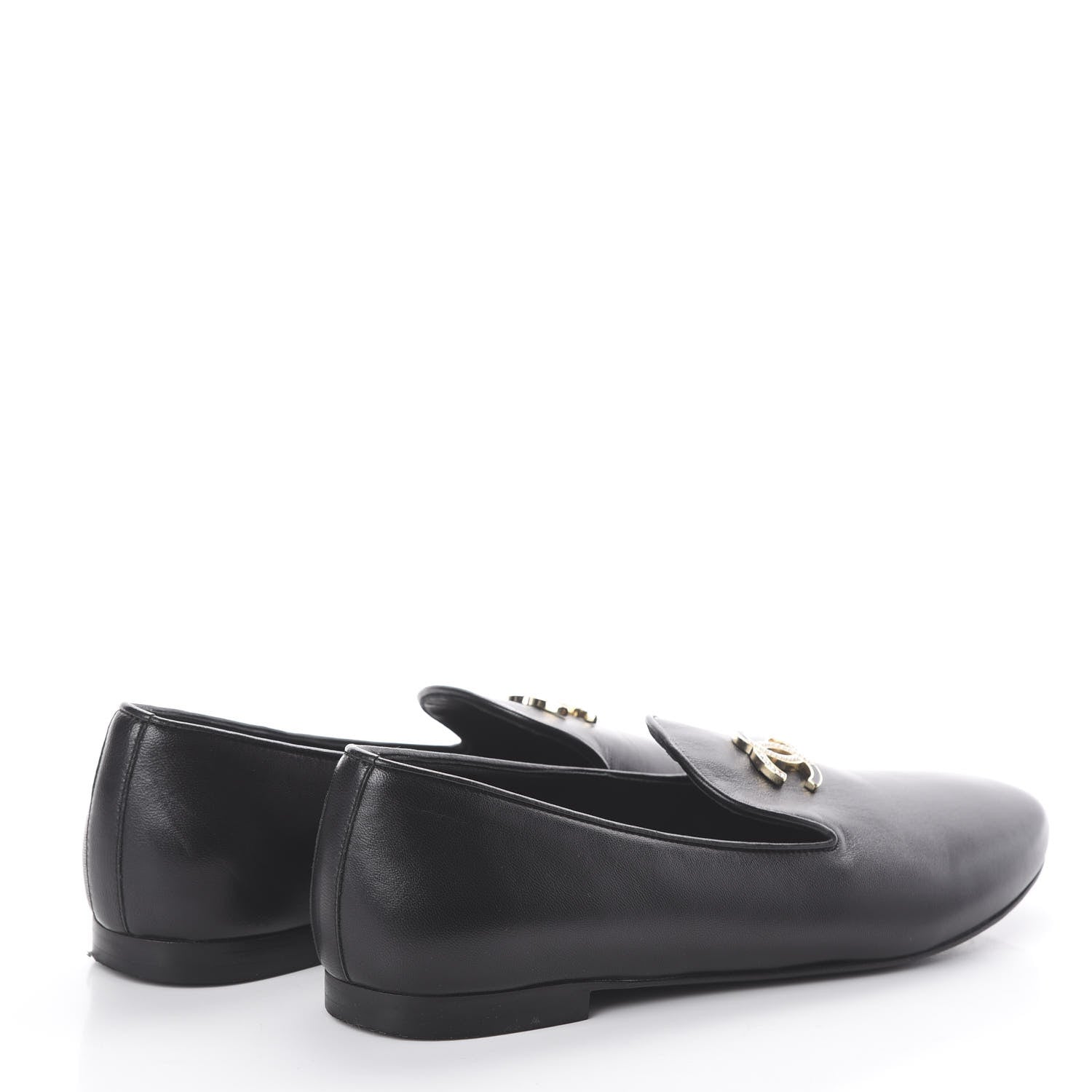 Chanel Lambskin CC Mocassin Loafers 38 Black 4 of 7