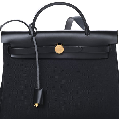 Hermes Military Toile Vache Hunter Herbag Zip PM 31 Black 9 of 12