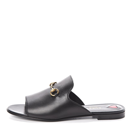 Gucci Malaga Kid Horsebit Slide Sandals 39 Black 1 of 8