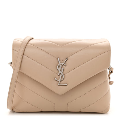 Saint Laurent Calfskin Y Quilted Monogram Toy Loulou Crossbody Bag Nude Powder 1 of 7
