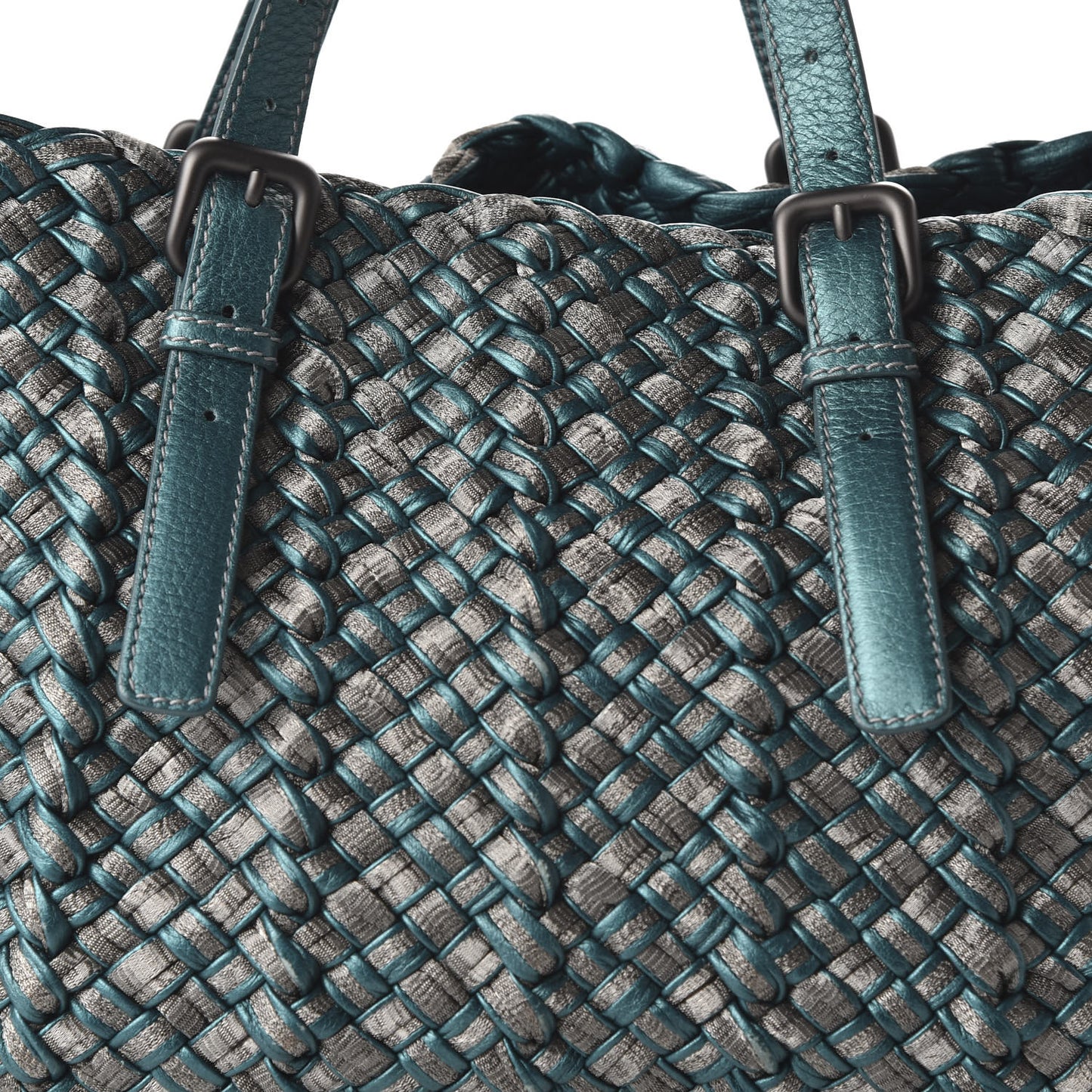 Metallic Intrecciato Tote Teal