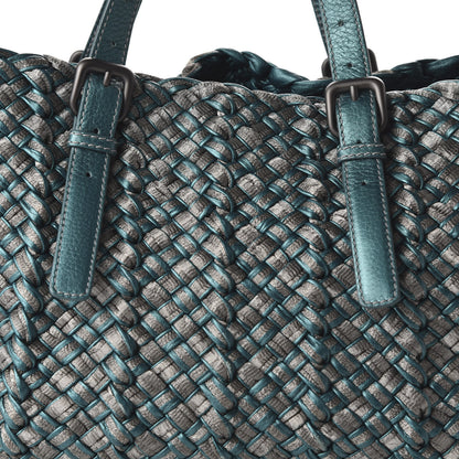 Bottega Veneta Metallic Intrecciato Tote Teal 9 of 9
