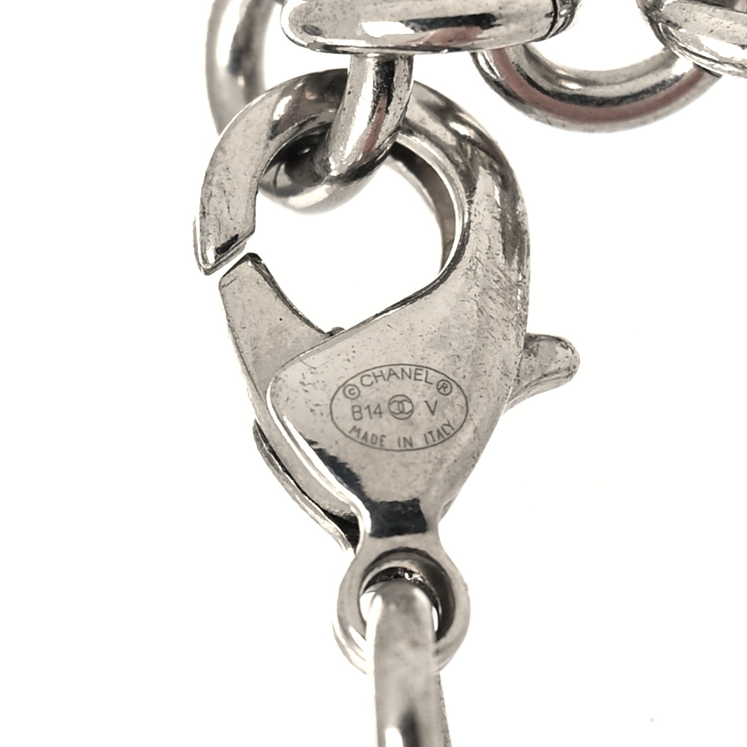 Chanel Graduated Pearl Crystal CC Long Necklace Silver 5 of 5