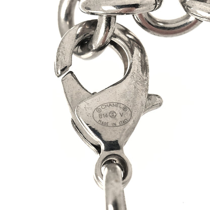 Chanel Graduated Pearl Crystal CC Long Necklace Silver 5 of 5