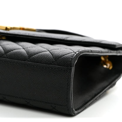 Saint Laurent Grain De Poudre Textured Mixed Matelasse Triquilt Medium Monogram Satchel Black 9 of 9