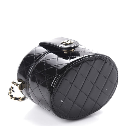 Chanel Patent Quilted Round Small Vanity With Chain Black 4 of 12