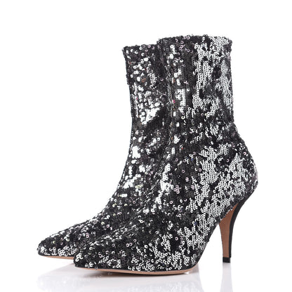 Valentino Garavani Sequin Ankle Boots 37 Silver 3 of 8